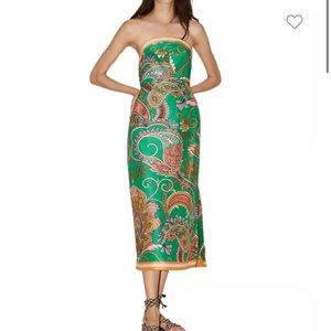 Alemais Marion Strapless Printed Midi Dress